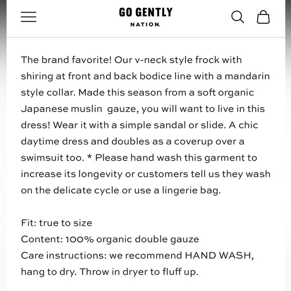 Go Gently Organic WOMEN'S MUSLIN GAUZE FROCK tan dress size Large - Picture 11 of 13